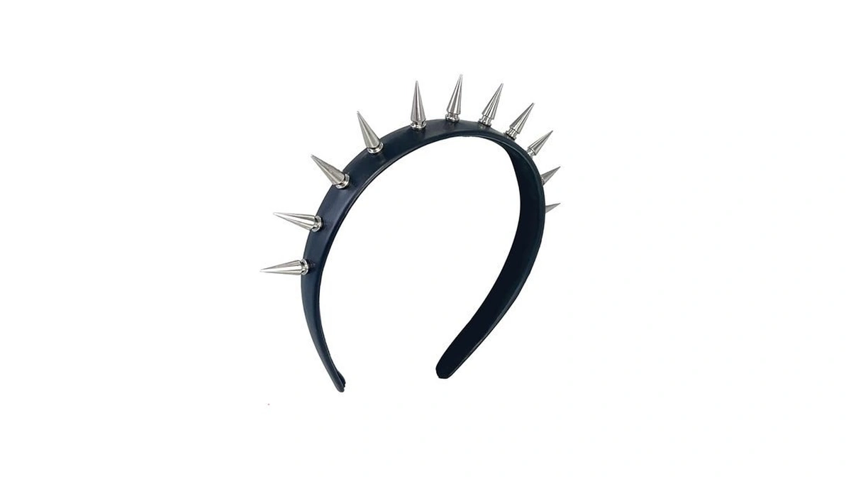 Atekatac Women Leather Headband Steampunk Spiked Headband Gothic Hairband (black)