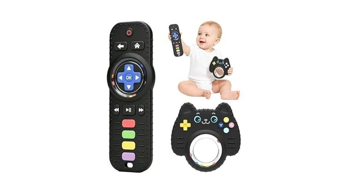 Chuya Baby Toys Baby Remote Control Teething Toys,2 Pack Silicone