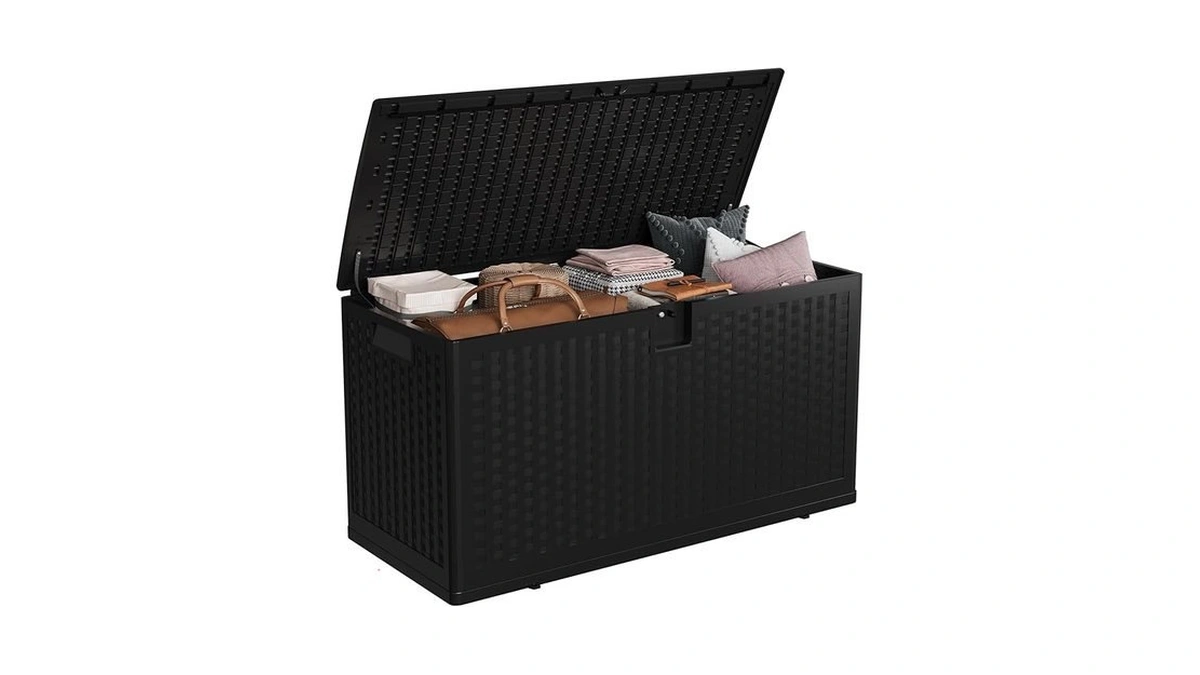 Idealhouse 73 Gallon Resin Deck Box, Waterproof Outdoor Storage Box