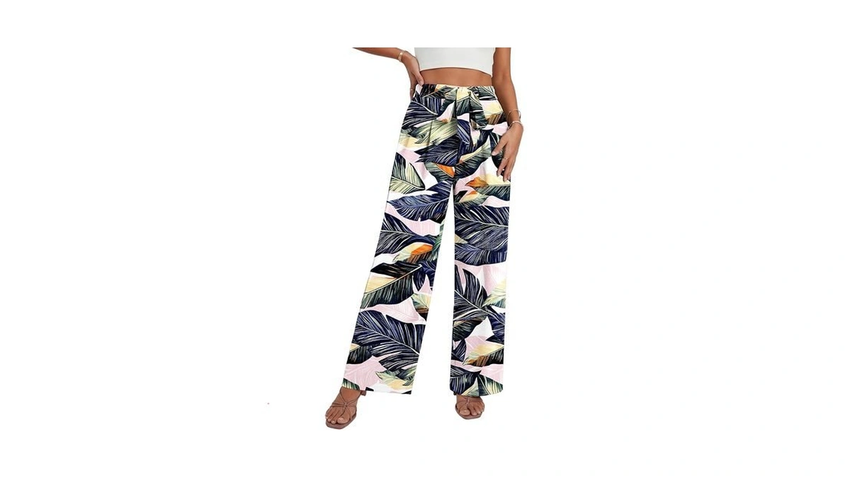 Lepunuo Lounge Floral Pants High Waisted Wide Leg Pants Work