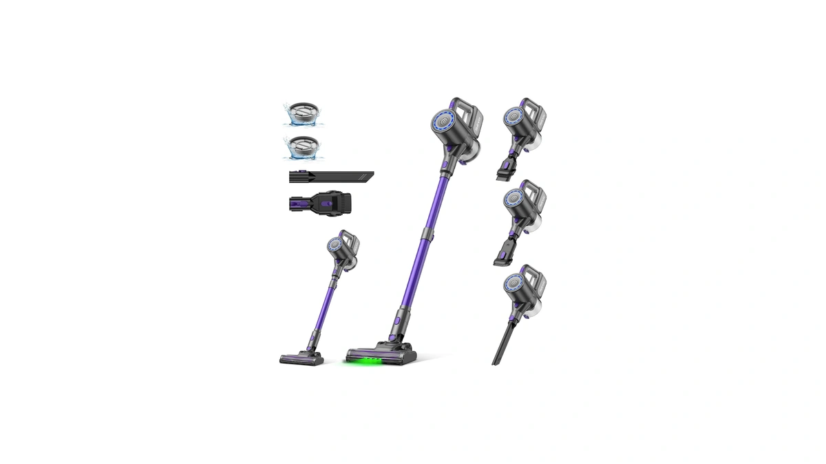 Suirviz Cordless Vacuum Cleaner, 40kpa/500w/35mins, Powerful Suction With Green Led