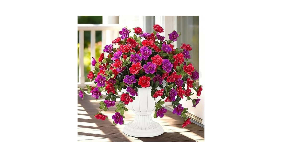 Dolicer Artificial Flowers For Outdoors, 2 Bundles Uv Resistant Fake