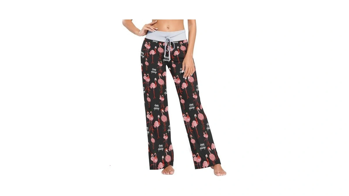 Fisyme Tropical Flamingo Christmas Pajama Pants For Women Soft Comfy