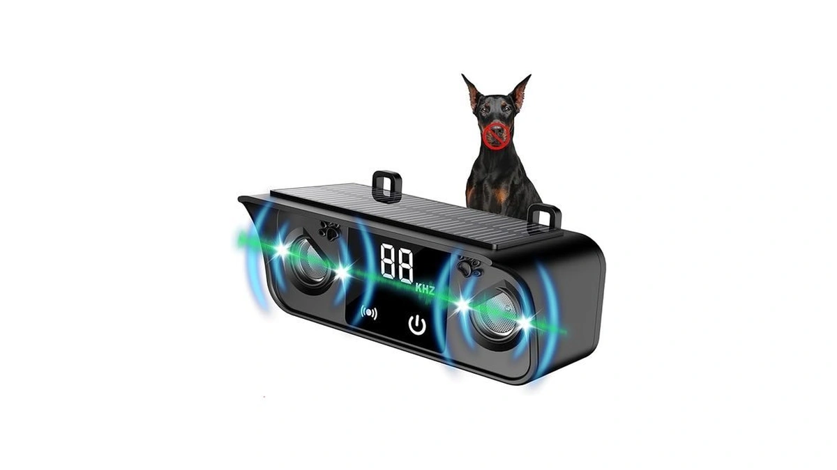 Lhnvxf Solar Ultrasonic Dog Bark Deterrent Device, Outdoor Waterproof Anti