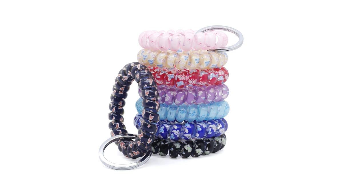 Gmma Pack Of 8 Colorful Spring Spiral Wrist Coil Key