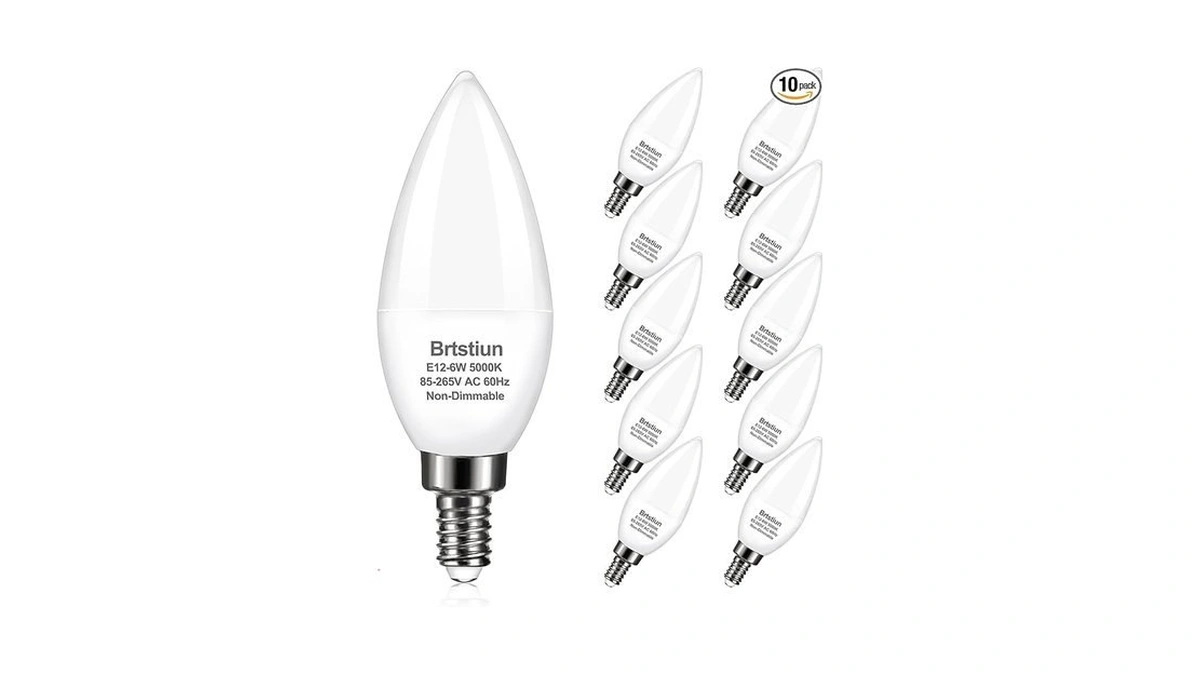 Brtstiun E12 Led Candelabra Light Bulbs 60w Equivalent, Daylight White
