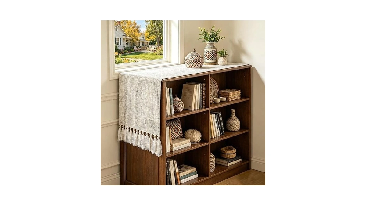 Sofevaim Boho Table Runner 48 Inch, Beige Macrame Dresser Runner