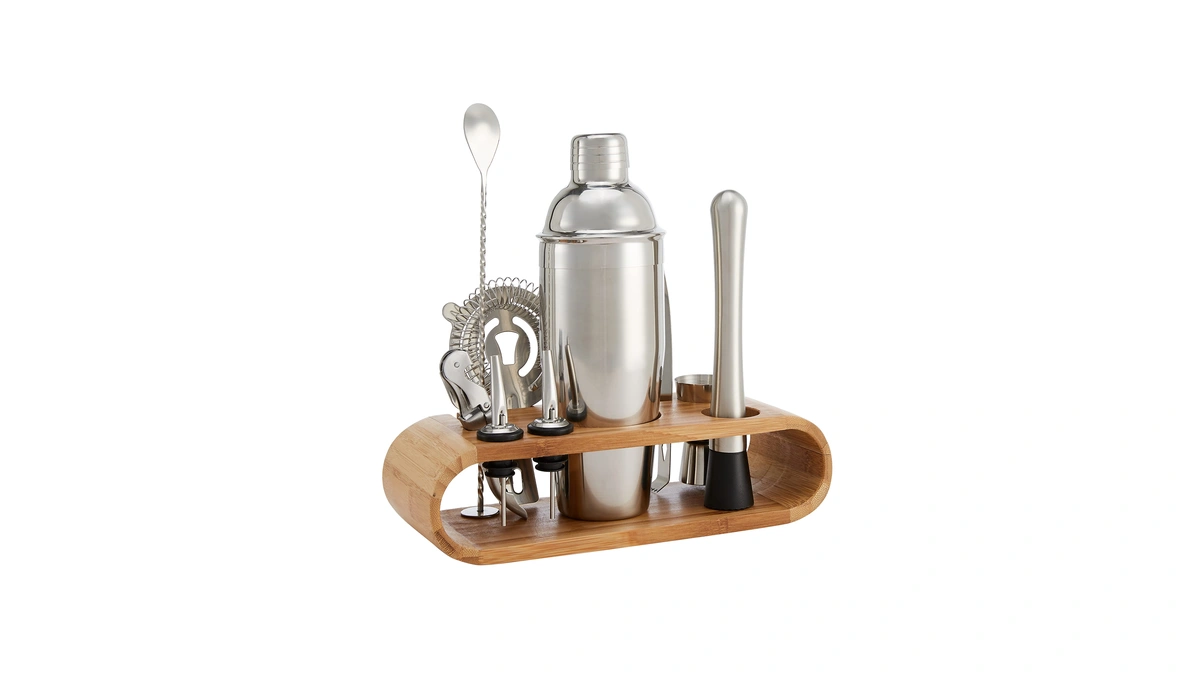 Amazon Basics 10-piece Stainless Steel Cocktail Shaker Bar Tool Set