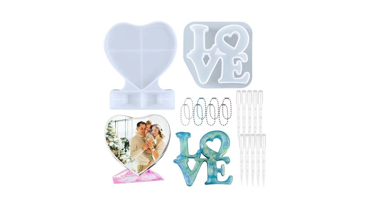 22pcs Photo Frame Resin Molds Set, Atarvana Heart Shape Silicone