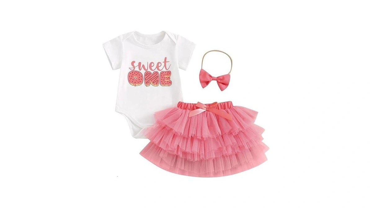 Fybitbo Sweet One First Birthday Outfit Baby Girl Donut Romper