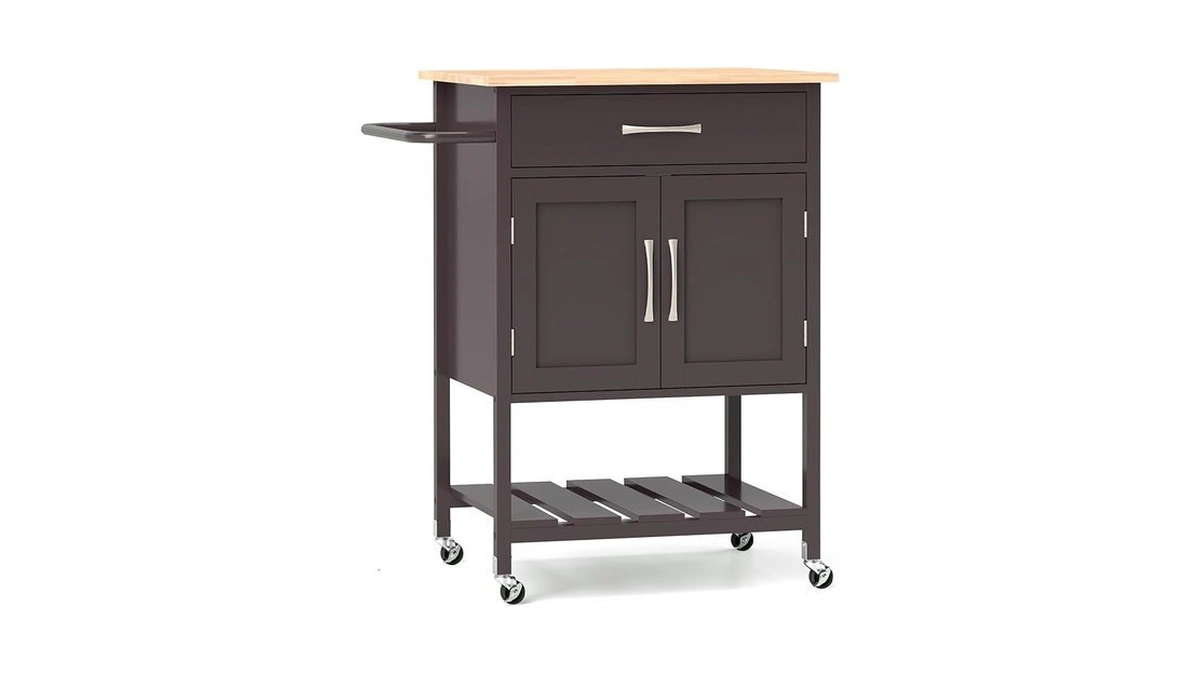 Giantex Kitchen Island Cart With Rubberwood Top, Rolling Serving Utility