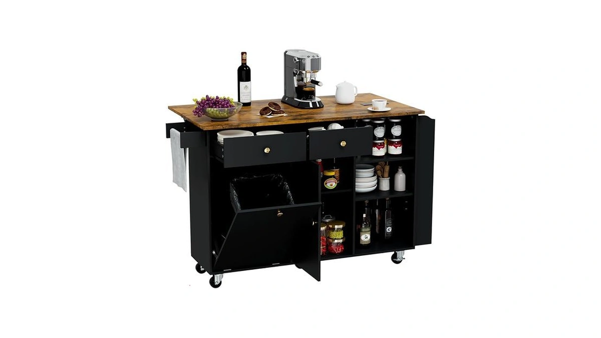 Maemttes 50.4" Kitchen Island With Storage,rolling Kitchen Table With Power