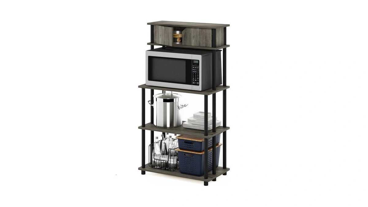 Furinno Turn-n-tube Toolless Storage Shelf With Top Cabinet, French Oak