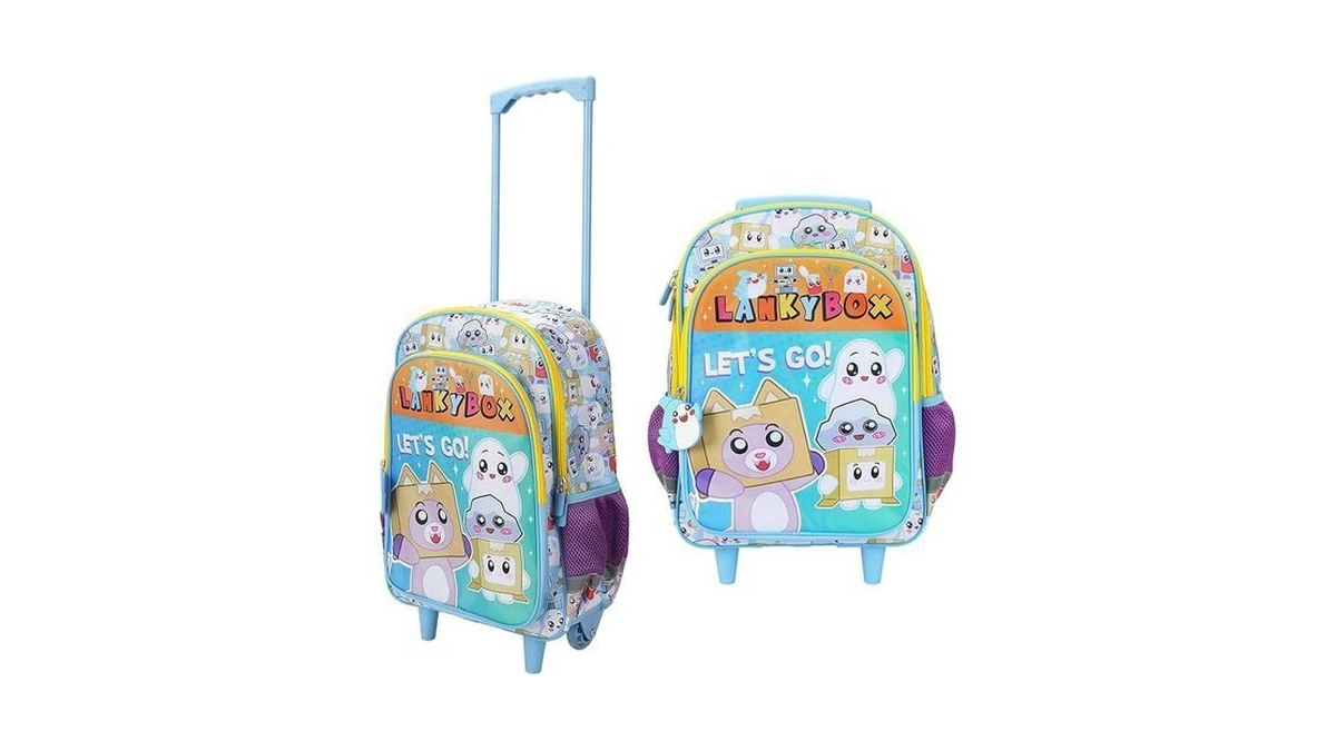 Bioworld Lanky Box Let's Go! 16" Rolling Travel Backpack With