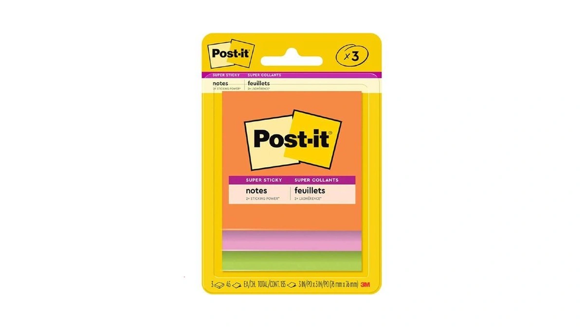 Post-it Super Sticky Notes, 3 Sticky Note Pads, 3 X