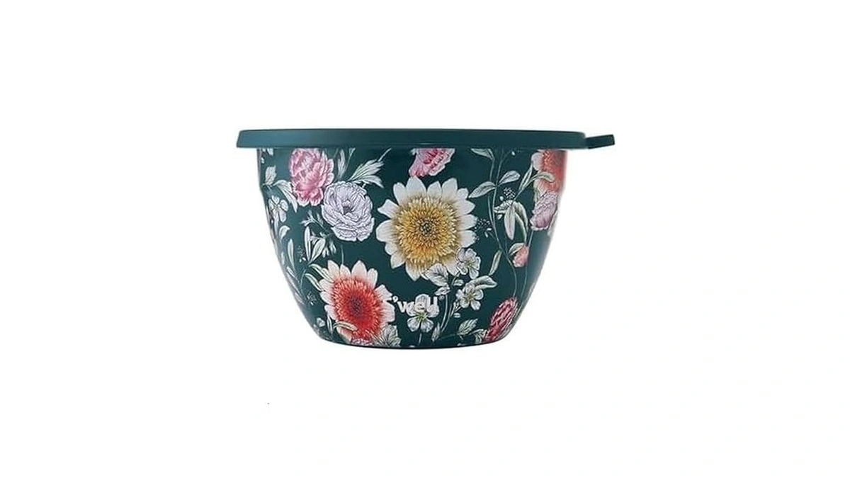 S'well Stainless Steel Salad Bowl Kit 64oz, Midnight Botanical, Comes