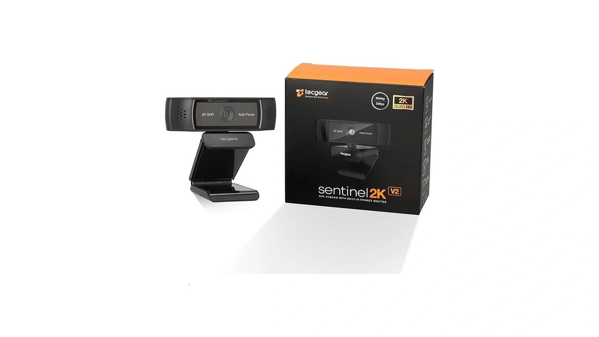 Tecgear Sentinel 2k Webcam For Pc With Microphone, Touch Control,
