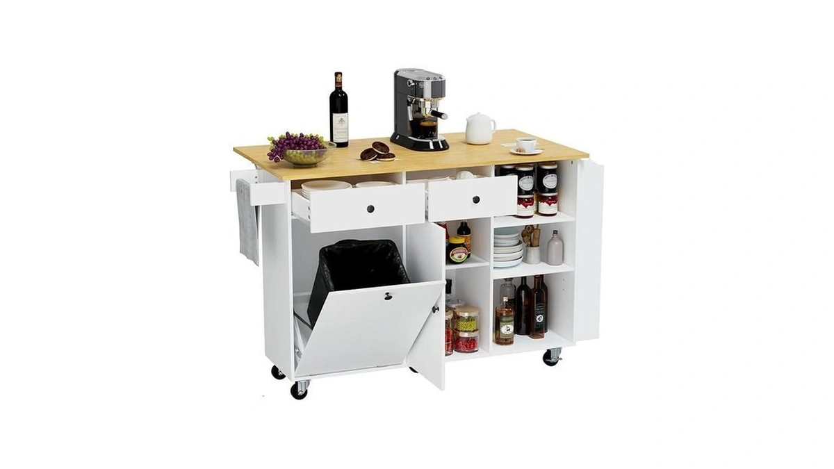 Maemttes 50.4" Kitchen Island With Storage,rolling Kitchen Table With Power