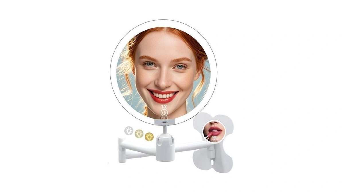 6" Led Wall Mounted Makeup Mirror Double Sided 1/30x, 1-second
