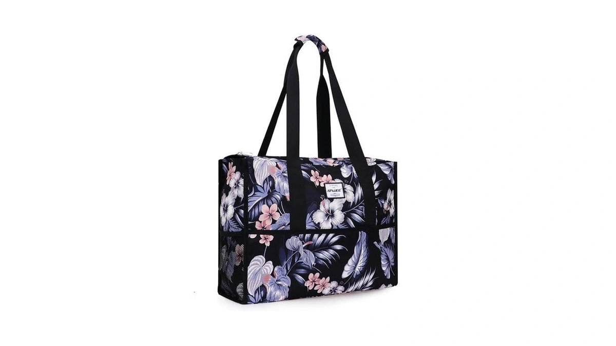 Hawee Utility Zippered Tote Bag With Laptop Compartment And Luggage