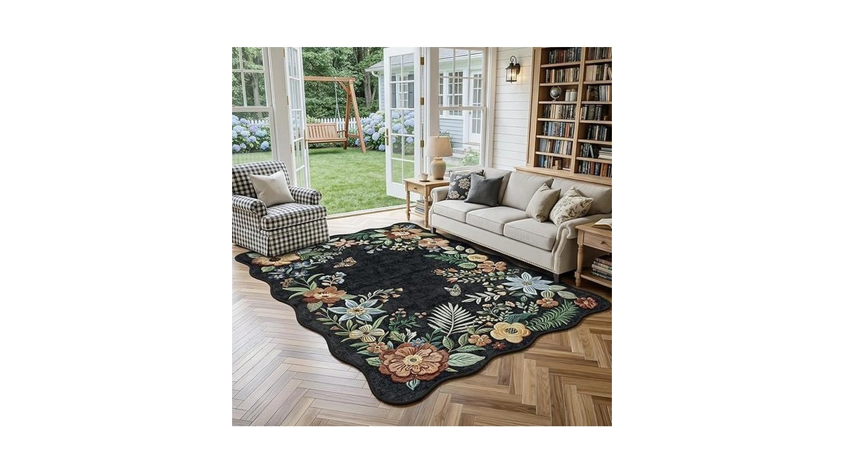 Fmfunctex 6x9 Floral Washable Area Rug Flower Botanical Cottage Boho