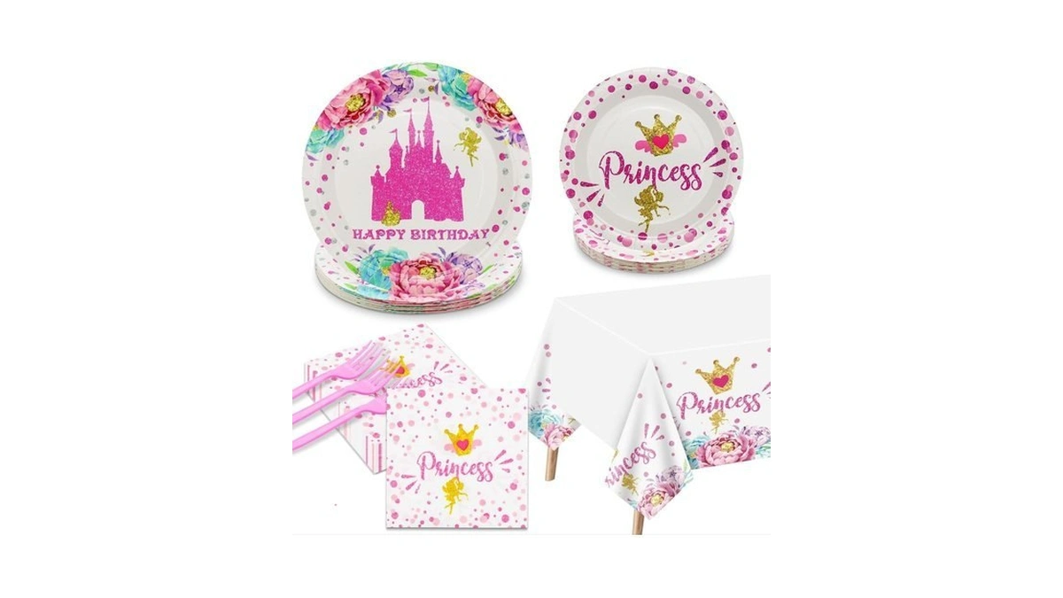 Princess Party Decorations - 81pcs Castle Decorations Including Pink Paper
