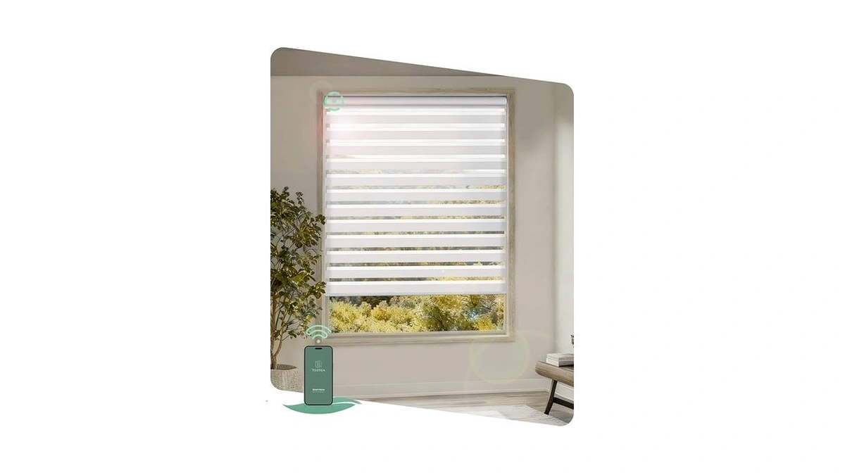 Yoolax Motorized Zebra Blinds, Electric Zebra Shades For Indoor Windows,