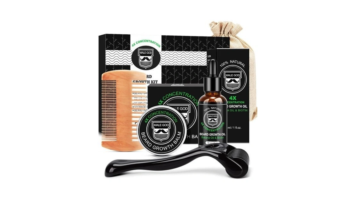 Male God Beard Kit, Beard Growth Kit W/natural Ingredients Beard