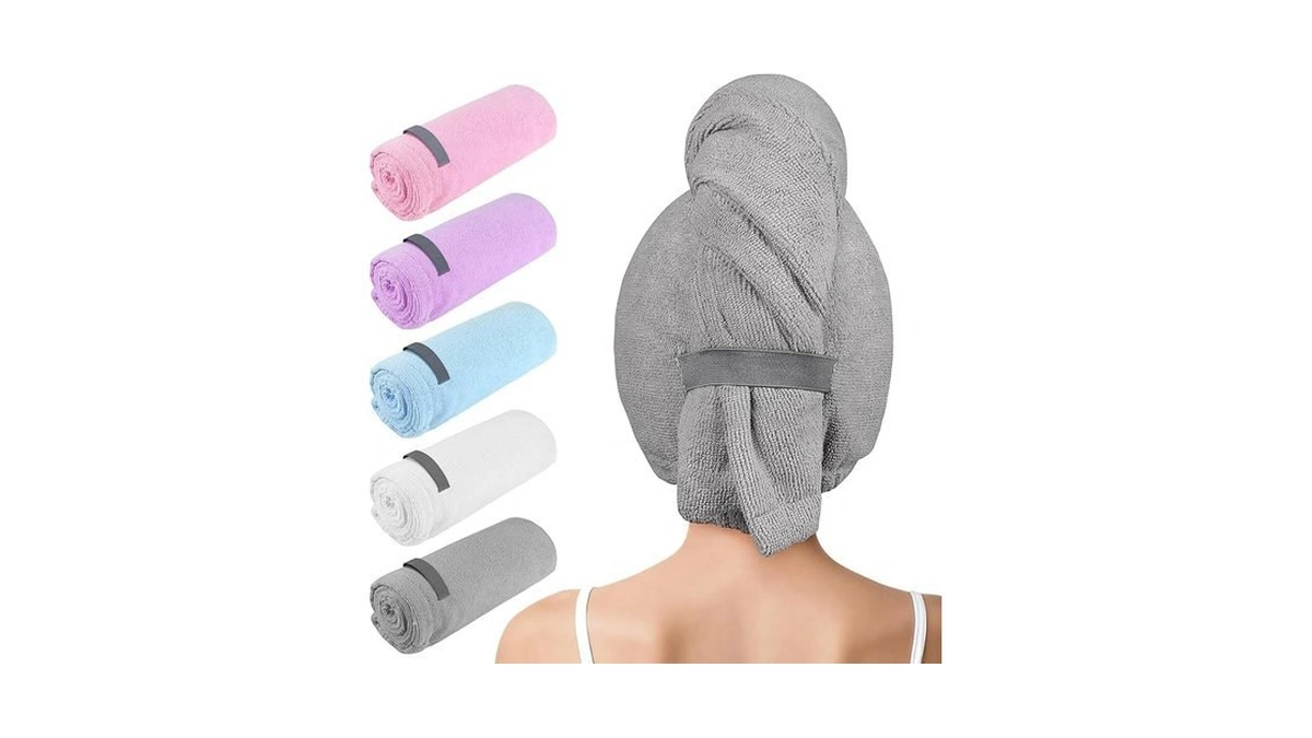 Aidea Microfiber Hair Towel, Open Wide-end Hair Towels, Super Absorbent