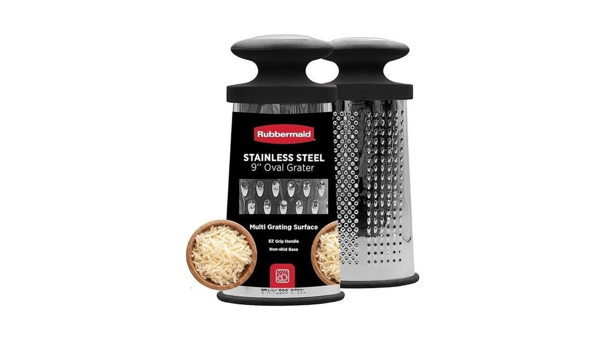 Rubbermaid Stainless Steel Cheese Grater - 9.5" Oval Handheld Box