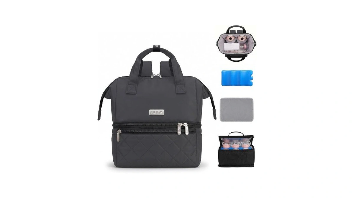 Nuliie Wearable Breast Pump Bag With Cooler Compartment, Double Layer