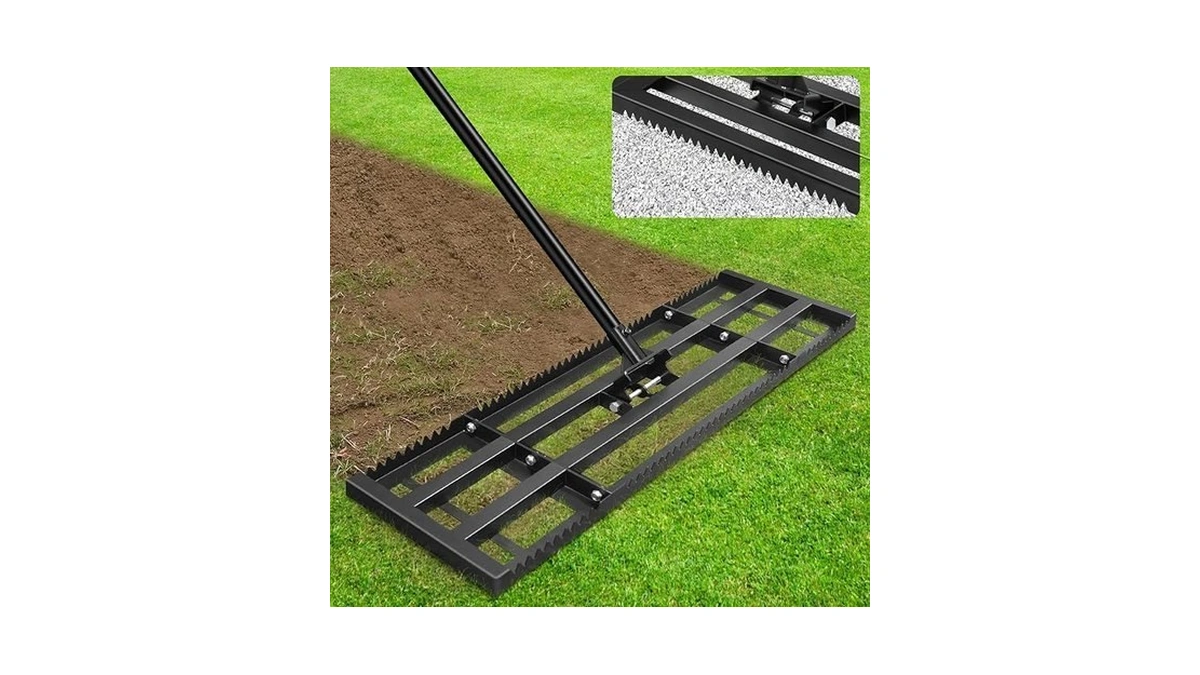 Lawn Leveling Rake-32''x10 Heavy Duty Leveler Reinforced Landscape Tool, Steel