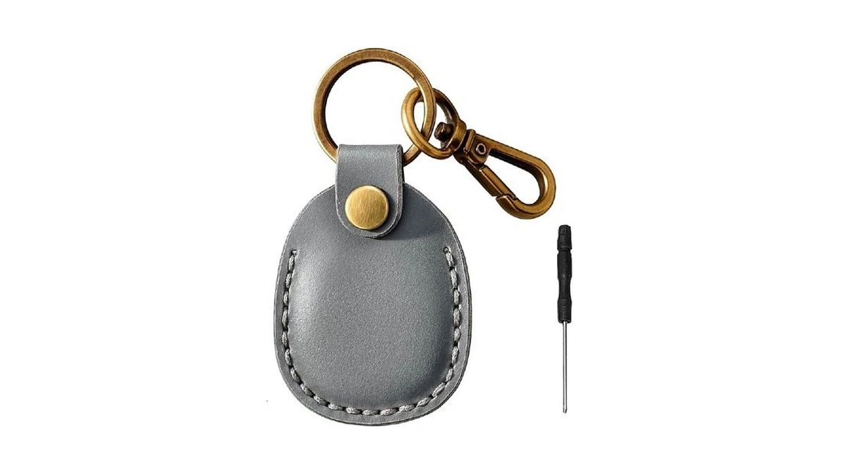 Compatible With Air Tag Holder Case Keychain, Genuine Leather For
