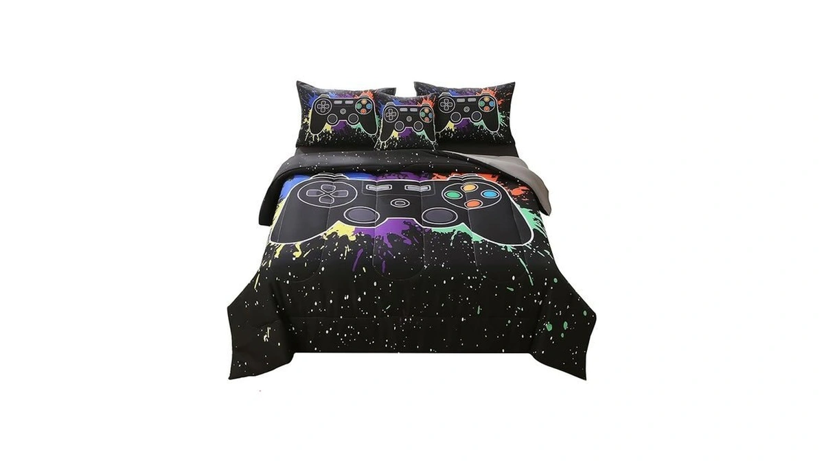 Jqinhome Full Gamer Comforter Sets For Boys, 6 Piece Bed