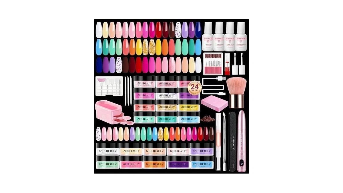 Azurebeauty Dip Powder Nail Kit With Electric Nail Drill 24