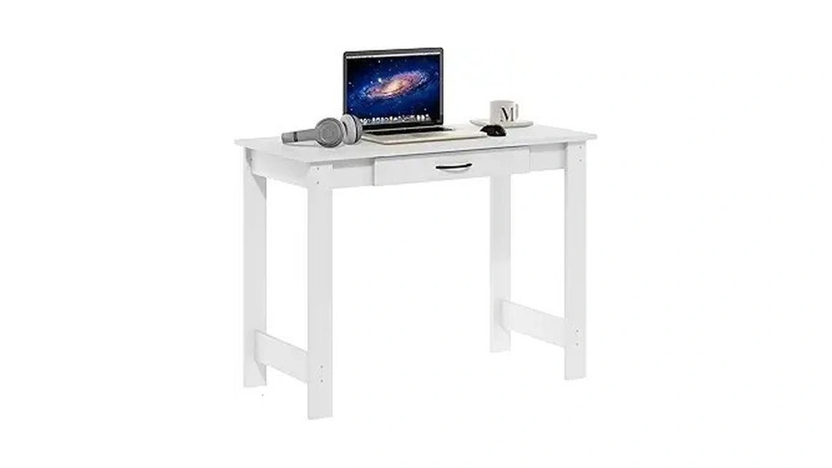Furinno Jaya Writing Desk With Drawer, White