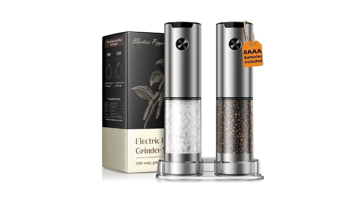 Electric Salt And Pepper Grinder Set, Battery Automatic Salt And