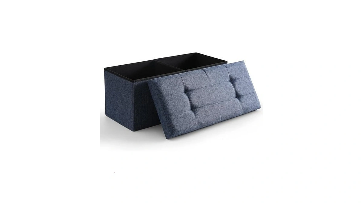 Cuyoca Storage Ottoman Bench Foldable Seat Footrest Shoe Bench End
