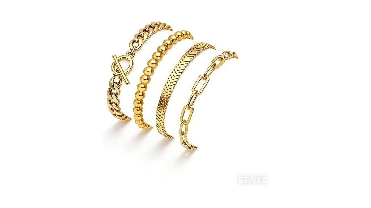 Wzjly Chunky Gold Bracelets For Women, 14k Gold Plated Bracelet