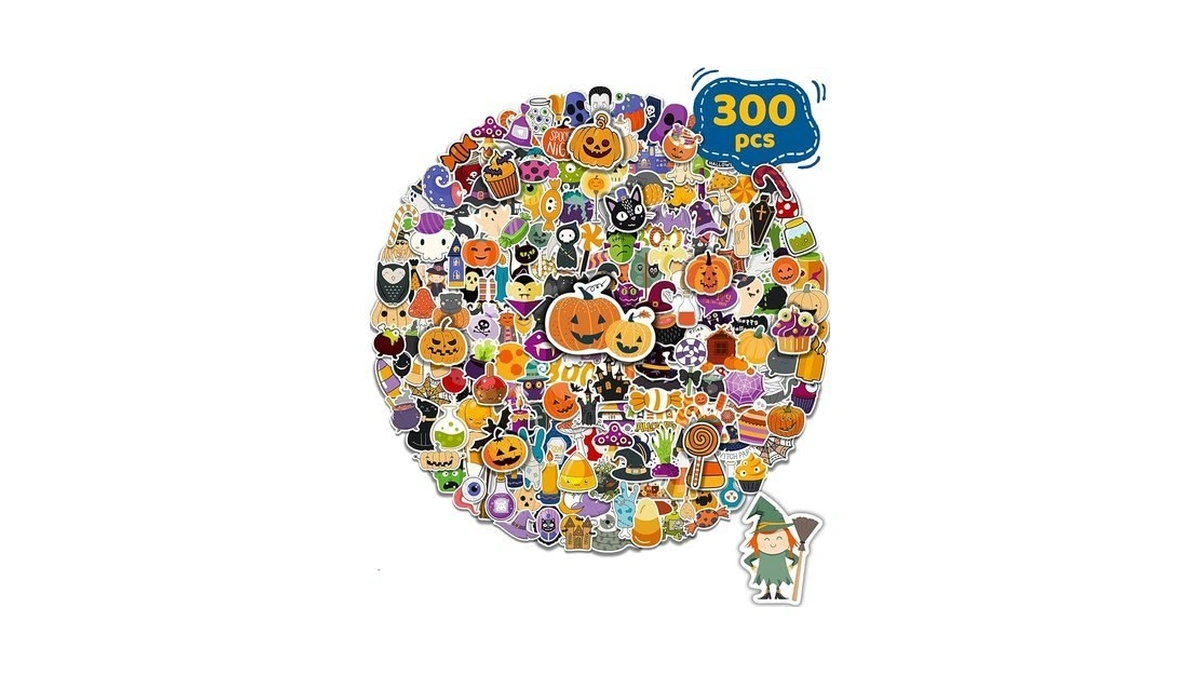 300 Pcs Halloween Pumpkin Stickers, Vinyl Waterproof Stickers For Water