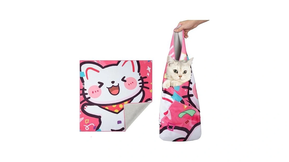 Poochies Sprouts 21.7" Cat Wrap For Cutting Nails, Cat Restraint