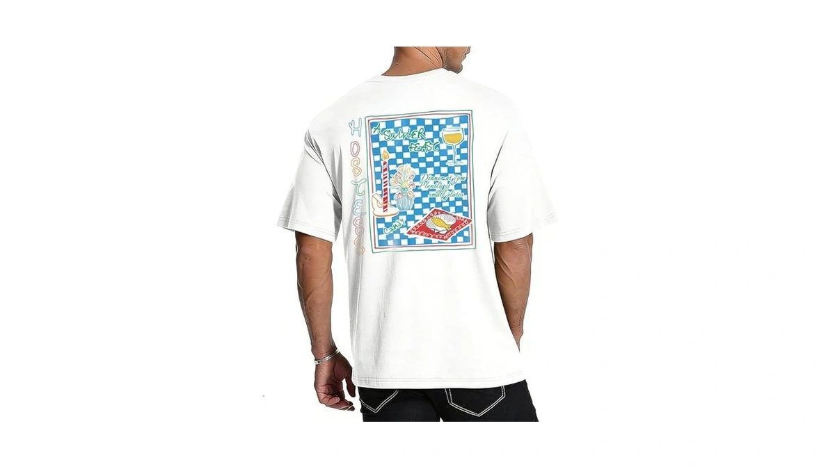 Ytd Mens Graphic T-shirts Short Sleeve Beachfront Bliss Print Oversized