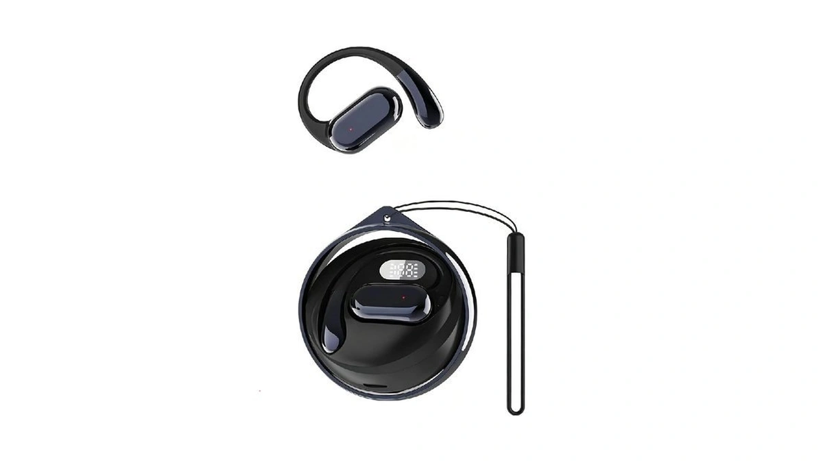 Wireless Bluetooth Earphones, Rotatable Digital Display Ear Hook Headphones With