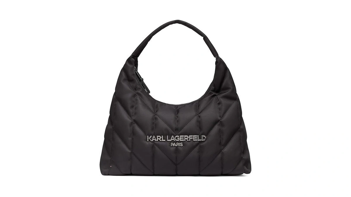 Karl Lagerfeld Paris Women's Handbags Hobo,black/gunmental,1sz