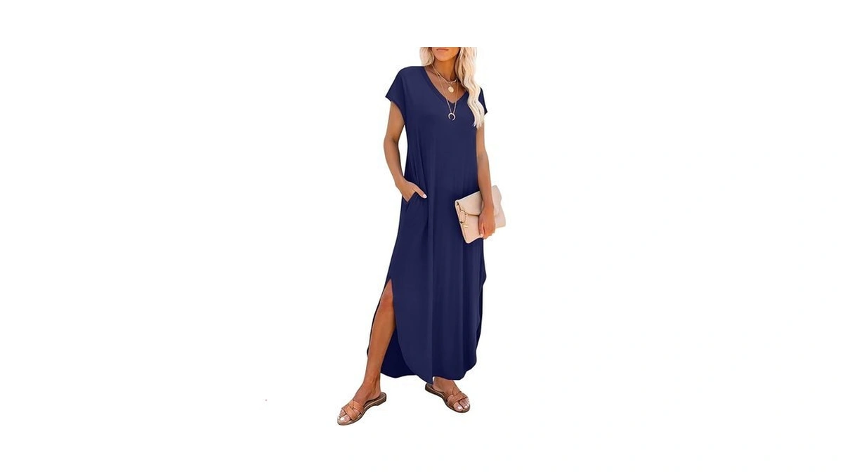 Rumia Summer Casual Maxi Dresses For Women- Women's V Neck