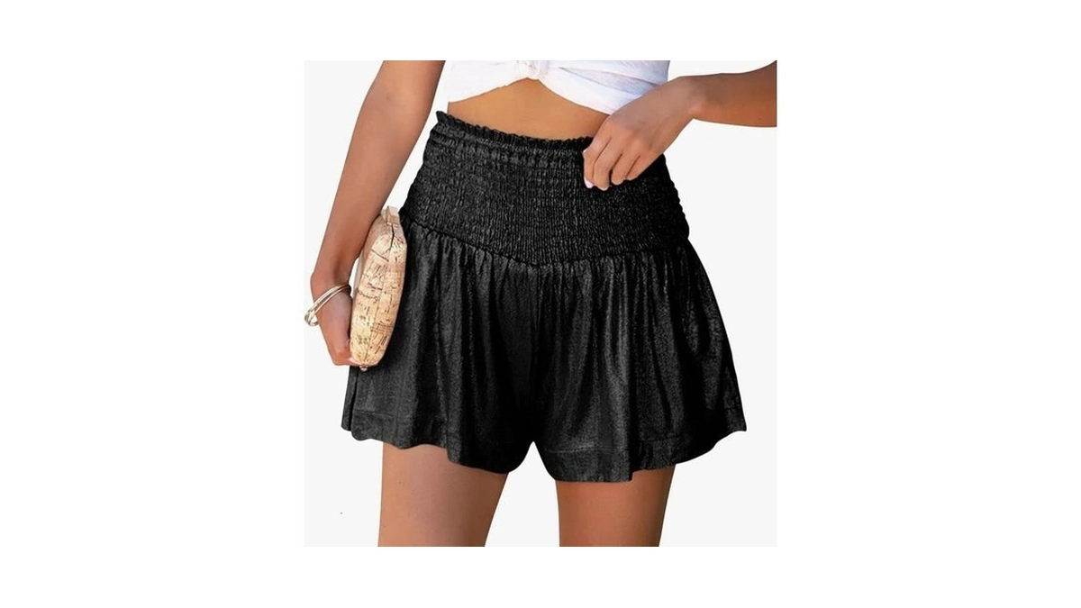 Guolezeev Women's Trendy Black Sequin Glitter Hippie Shorts