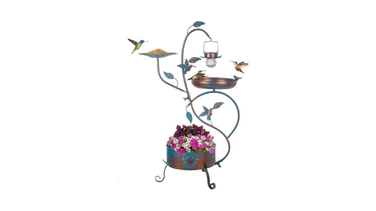 Dreamysoul Metal Bird Bath For Outside, Birdbaths Outdoors With Planter