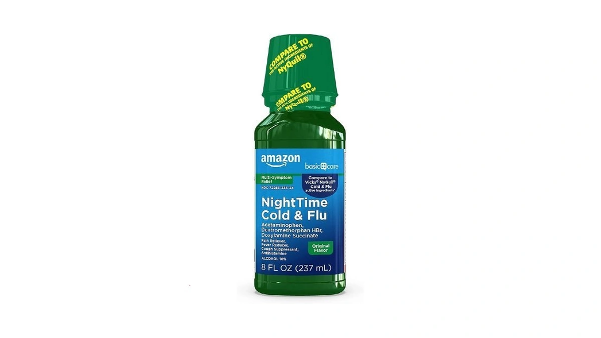 Amazon Basic Care Nighttime Cold & Flu Relief, Maximum Strength