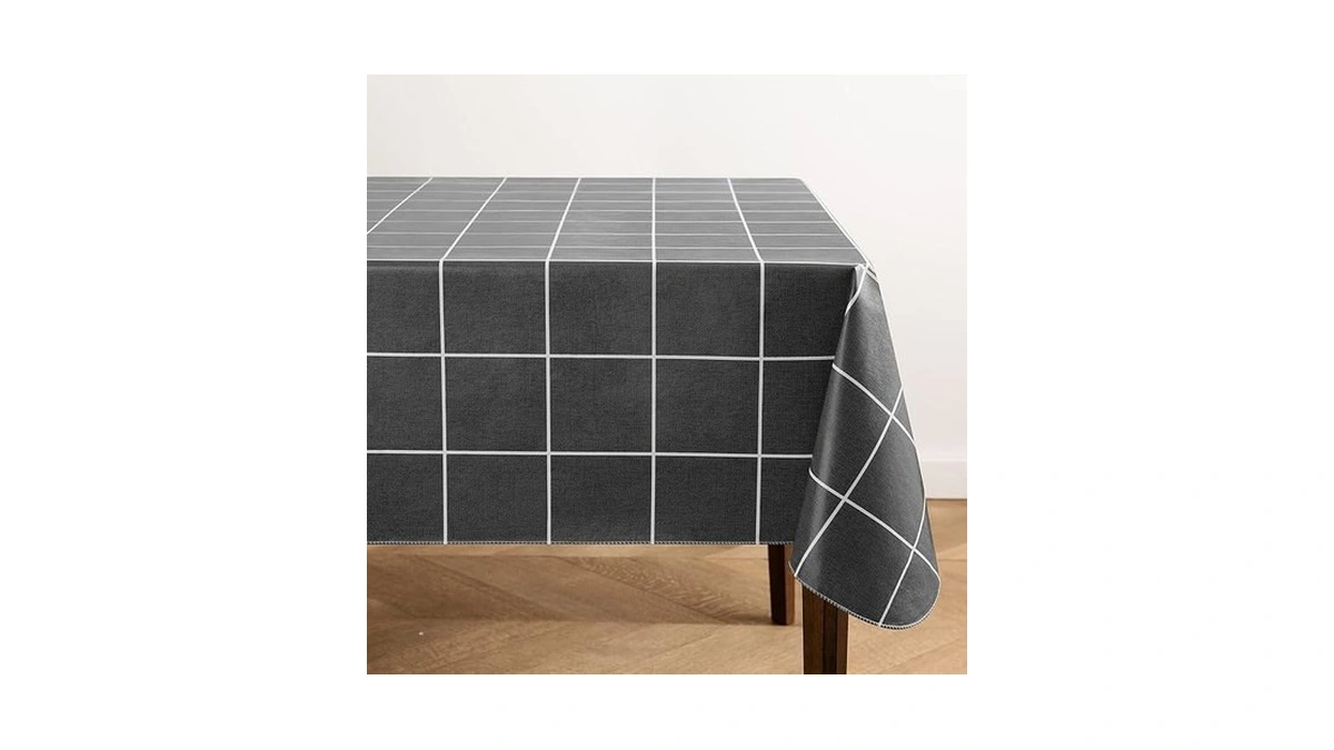 Elrene Home Fashions Windowpane Plaid Water- And Stain-resistant Vinyl Tablecloth