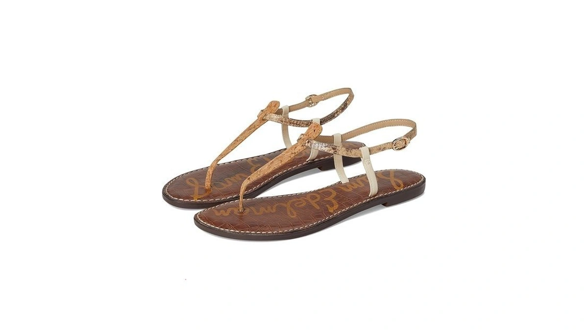 Sam Edelman Women's Gigi Flat Sandal, Cork/python Multi, 6.5